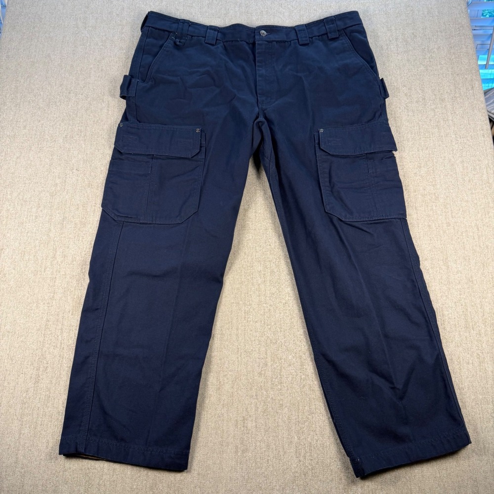 Duluth Trading Co Cargo Pants Mens 44x32 Navy Blue Relaxed Fit Workwear Utility